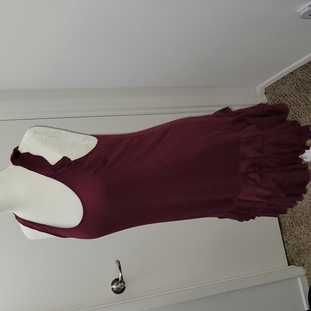 Juicy Couture Burgundy Ruffle Tiered Bottom Mini Summer Dress Size Small GUC - Picture 4 of 16